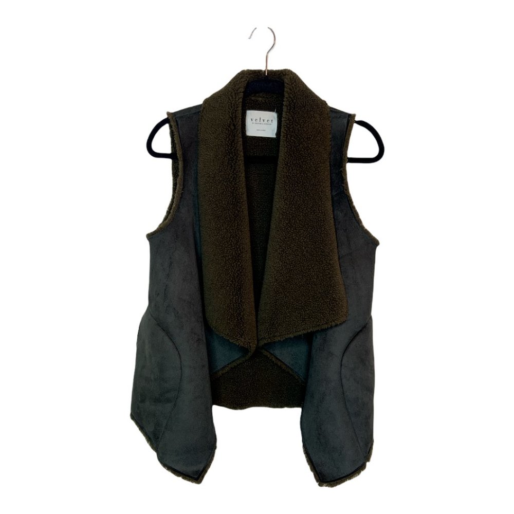 Velvet by Graham & Spencer Brown Faux Fur & Suede Vest Women's Size Small - Picture 3 of 6